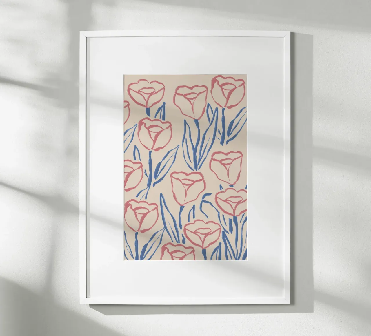 Abstracte schetskunst met bloemen en bladeren poster van Melloi Art Print