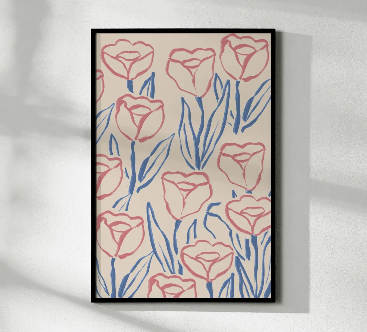 Abstracte schetskunst met bloemen en bladeren poster van Melloi Art Print