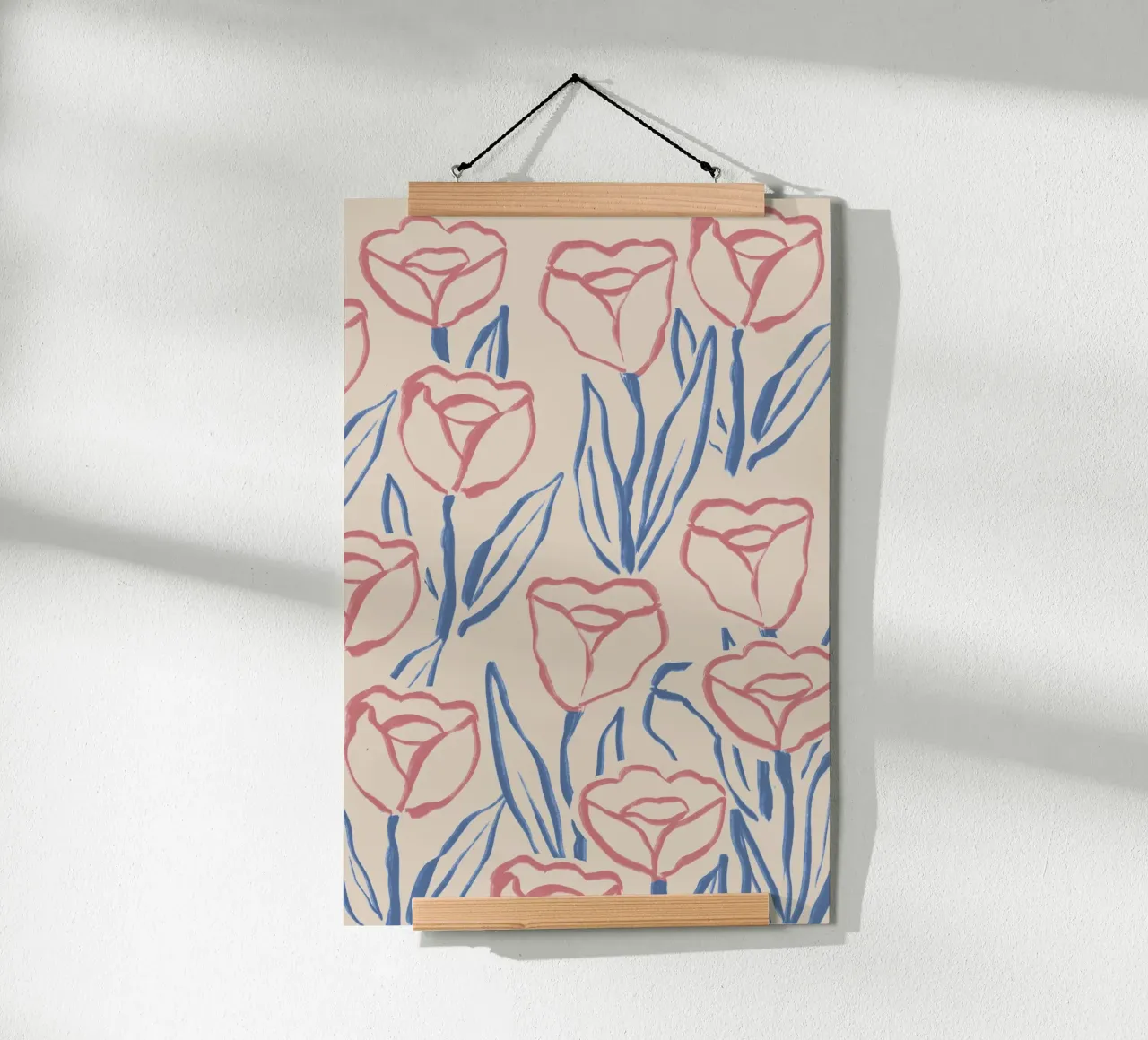 Abstracte schetskunst met bloemen en bladeren poster van Melloi Art Print