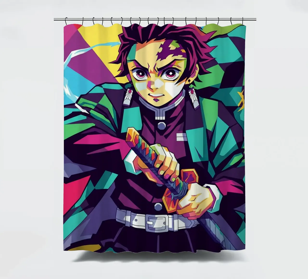 Tanjiro Kamado - Demon Slayer (3) shower curtain by Hantamrata