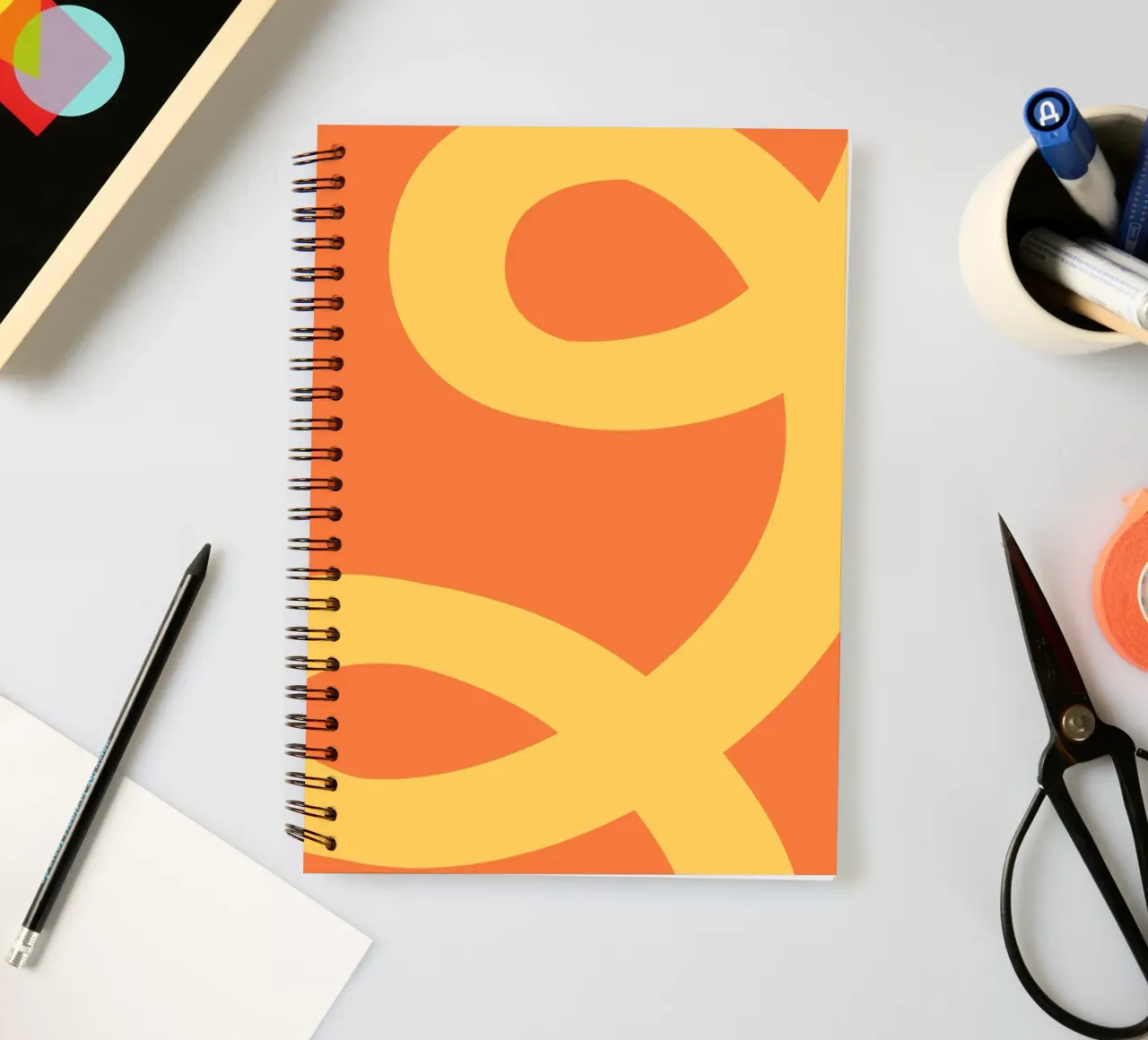 Golden Yellow Loops on Vibrant Orange spiral notebook by The Art Club