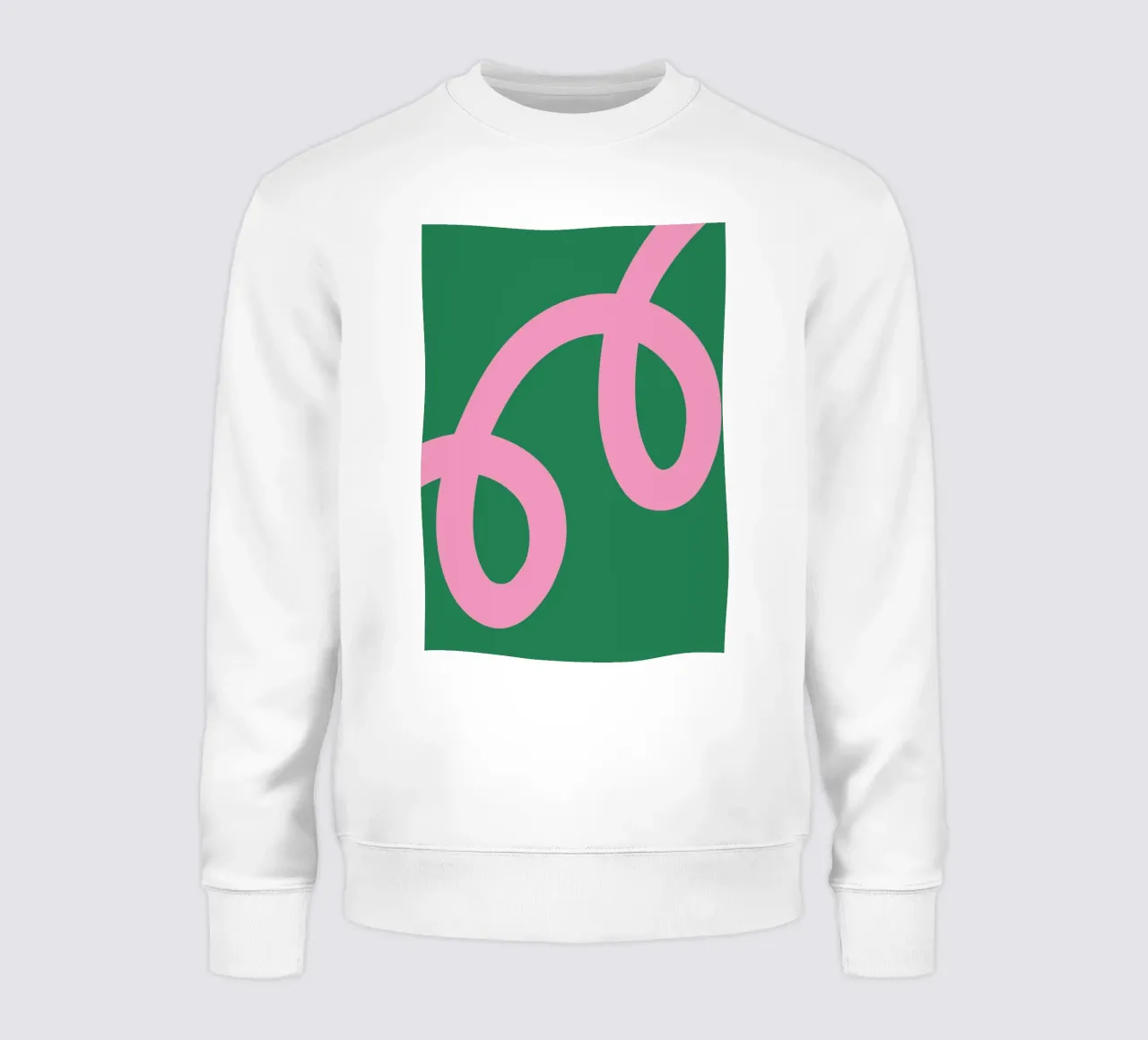 Abstract Minimalist Bold Pink Loop Lines on Deep Green sweatshirt by The Art Club