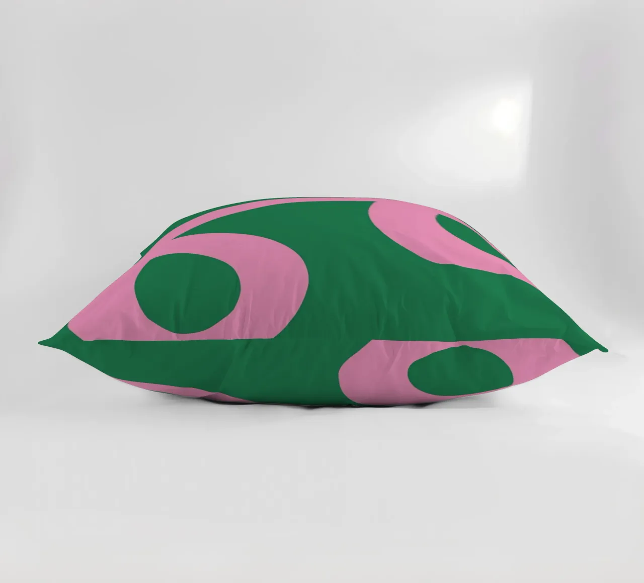 Abstract Minimalist Bold Pink Loop Lines on Deep Green decorative cushion by The Art Club