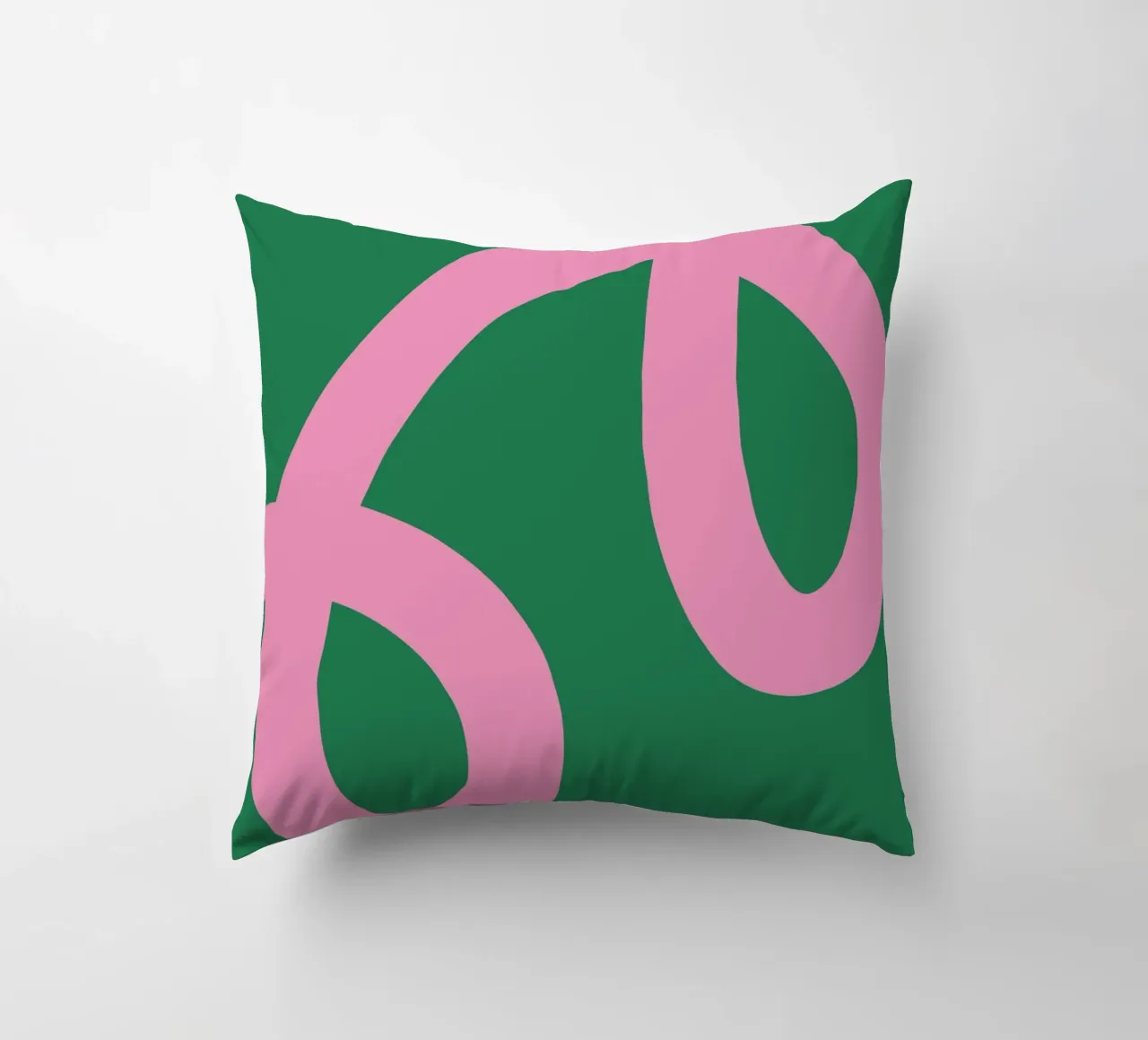 Abstract Minimalist Bold Pink Loop Lines on Deep Green decorative cushion by The Art Club