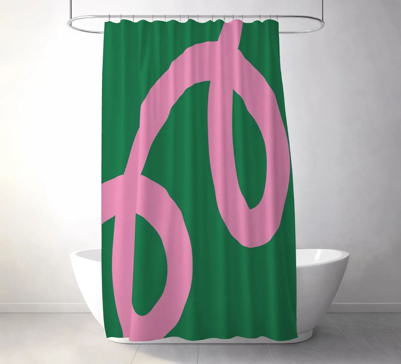 Linee astratte minimaliste in grassetto rosa su verde intenso tenda da doccia da The Art Club