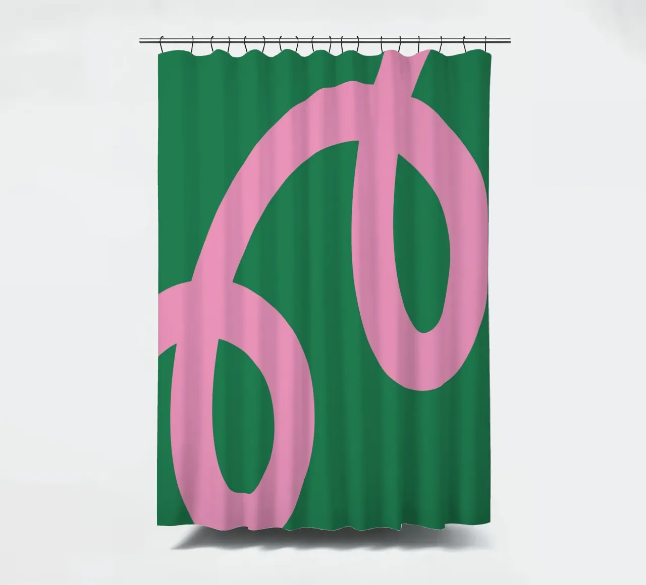 Linee astratte minimaliste in grassetto rosa su verde intenso tenda da doccia da The Art Club