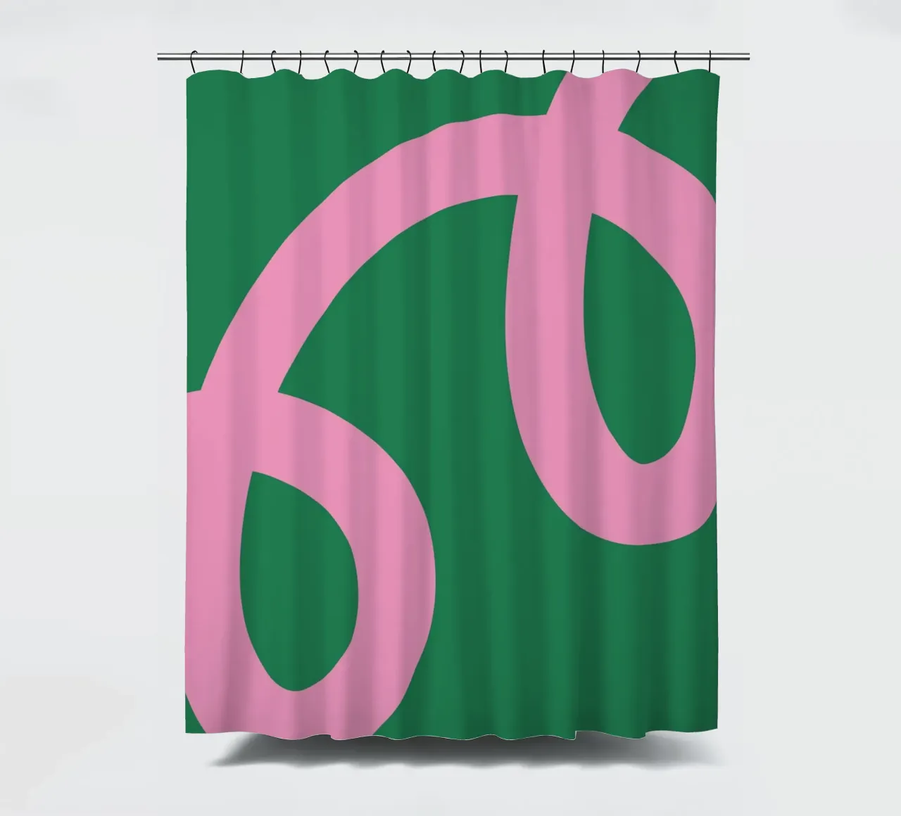 Linee astratte minimaliste in grassetto rosa su verde intenso tenda da doccia da The Art Club