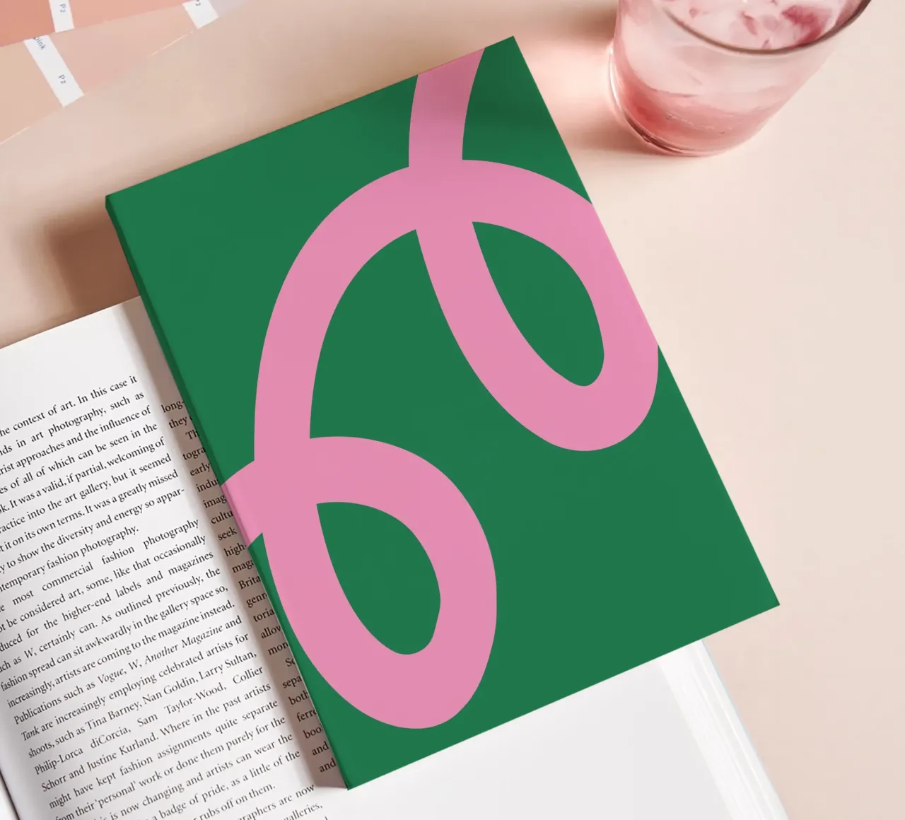 Abstract Minimalist Bold Pink Loop Lines on Deep Green notebook by The Art Club