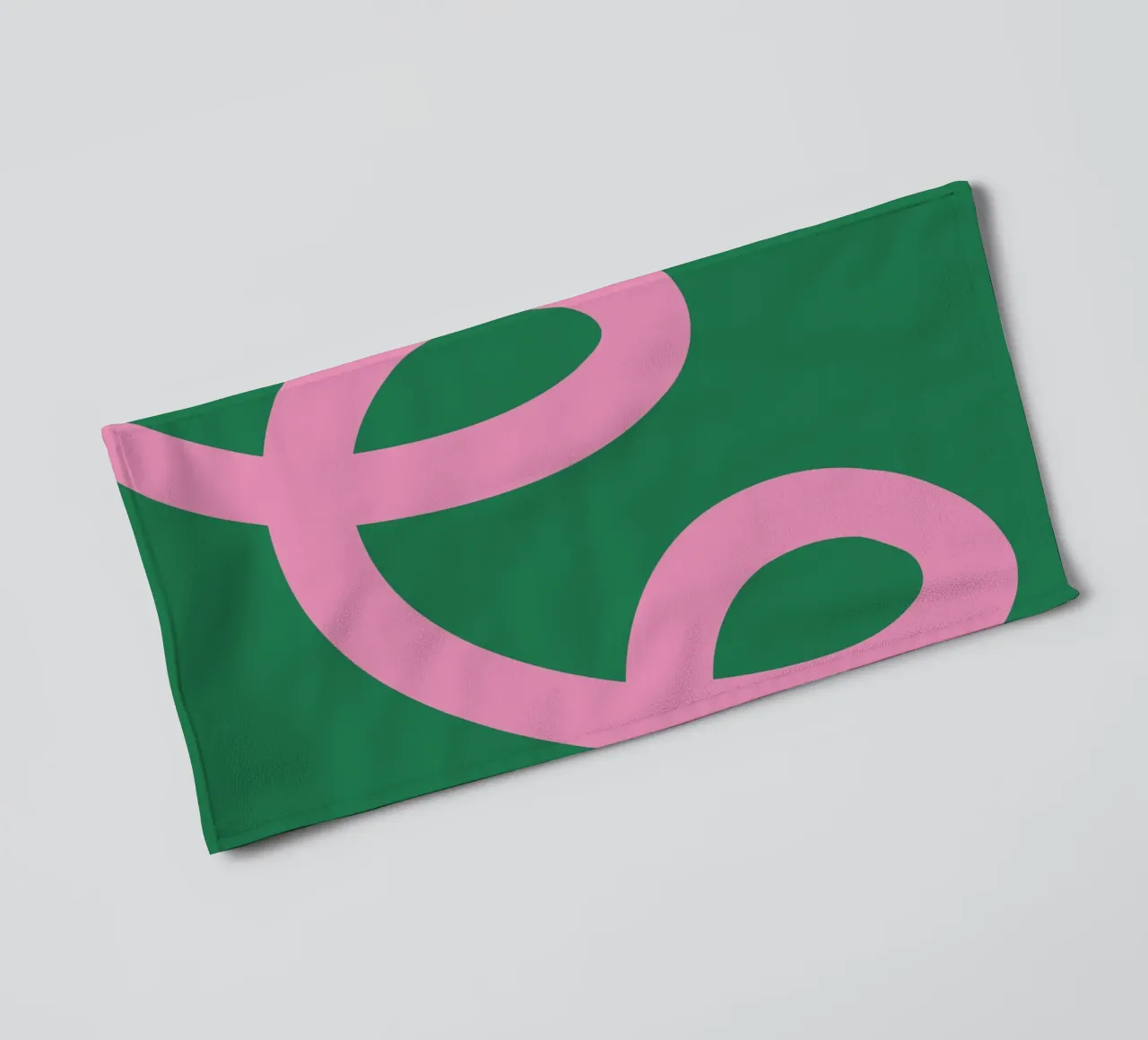 Abstract Minimalist Bold Pink Loop Lines on Deep Green towel by The Art Club