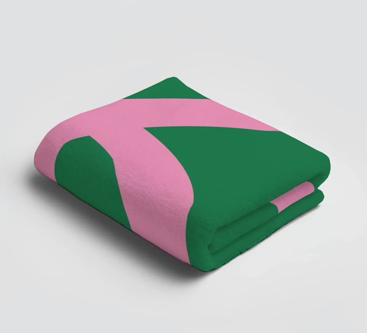 Abstract Minimalist Bold Pink Loop Lines on Deep Green towel by The Art Club