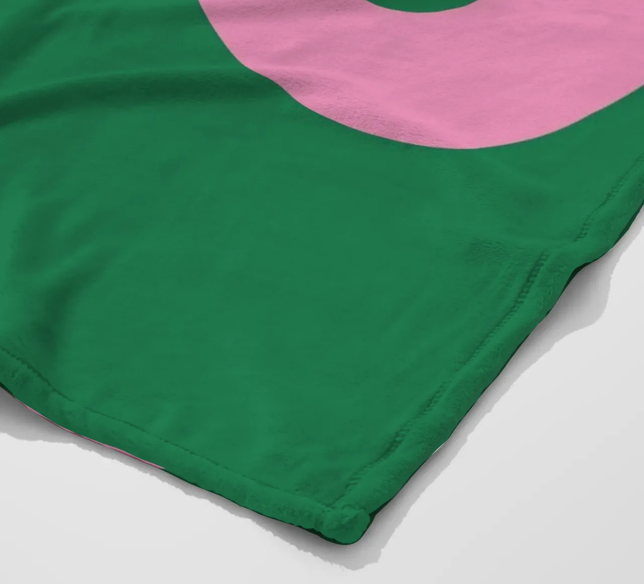 Abstract Minimalist Bold Pink Loop Lines on Deep Green fleece blanket by The Art Club
