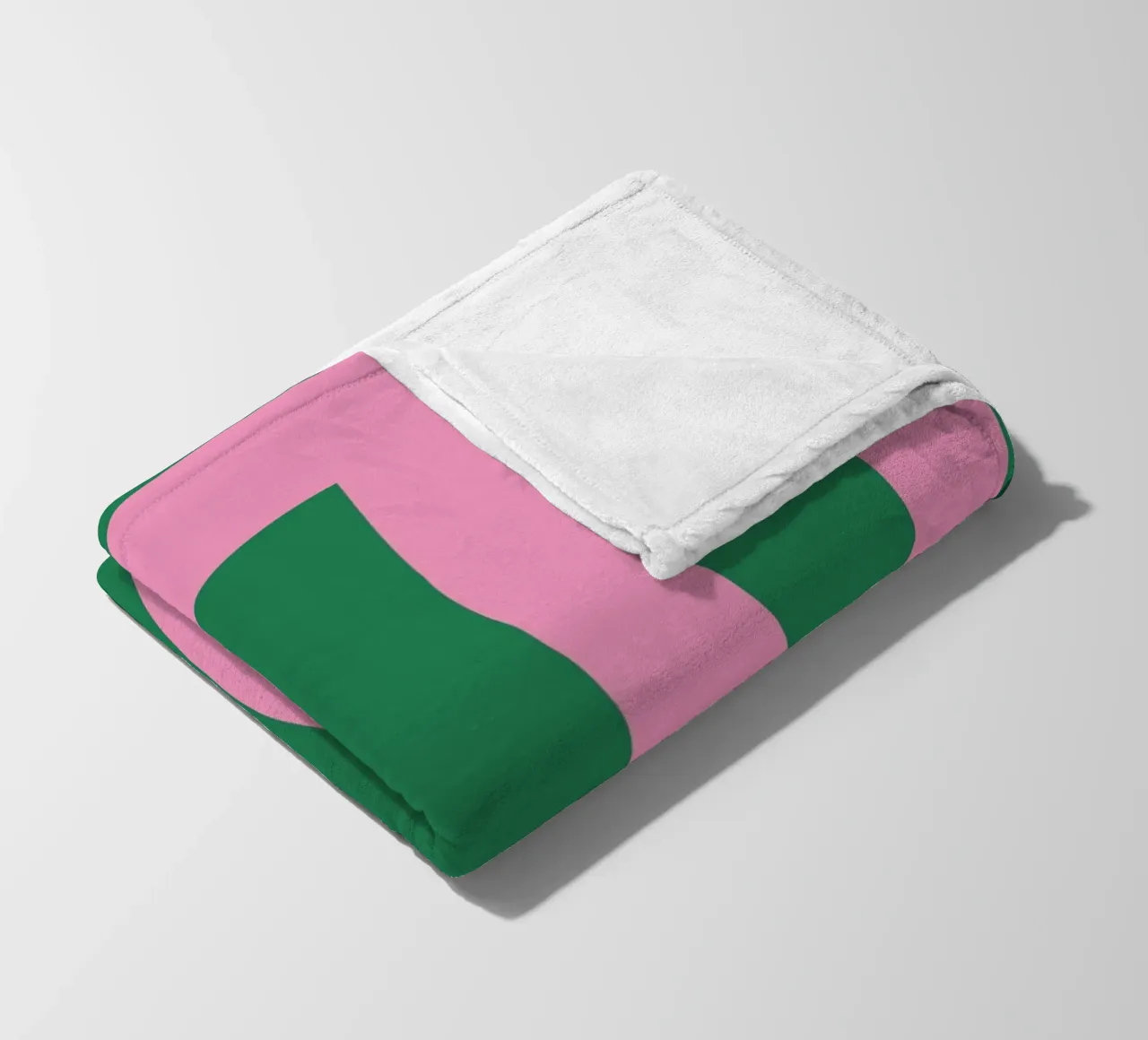 Abstract Minimalist Bold Pink Loop Lines on Deep Green fleece blanket by The Art Club