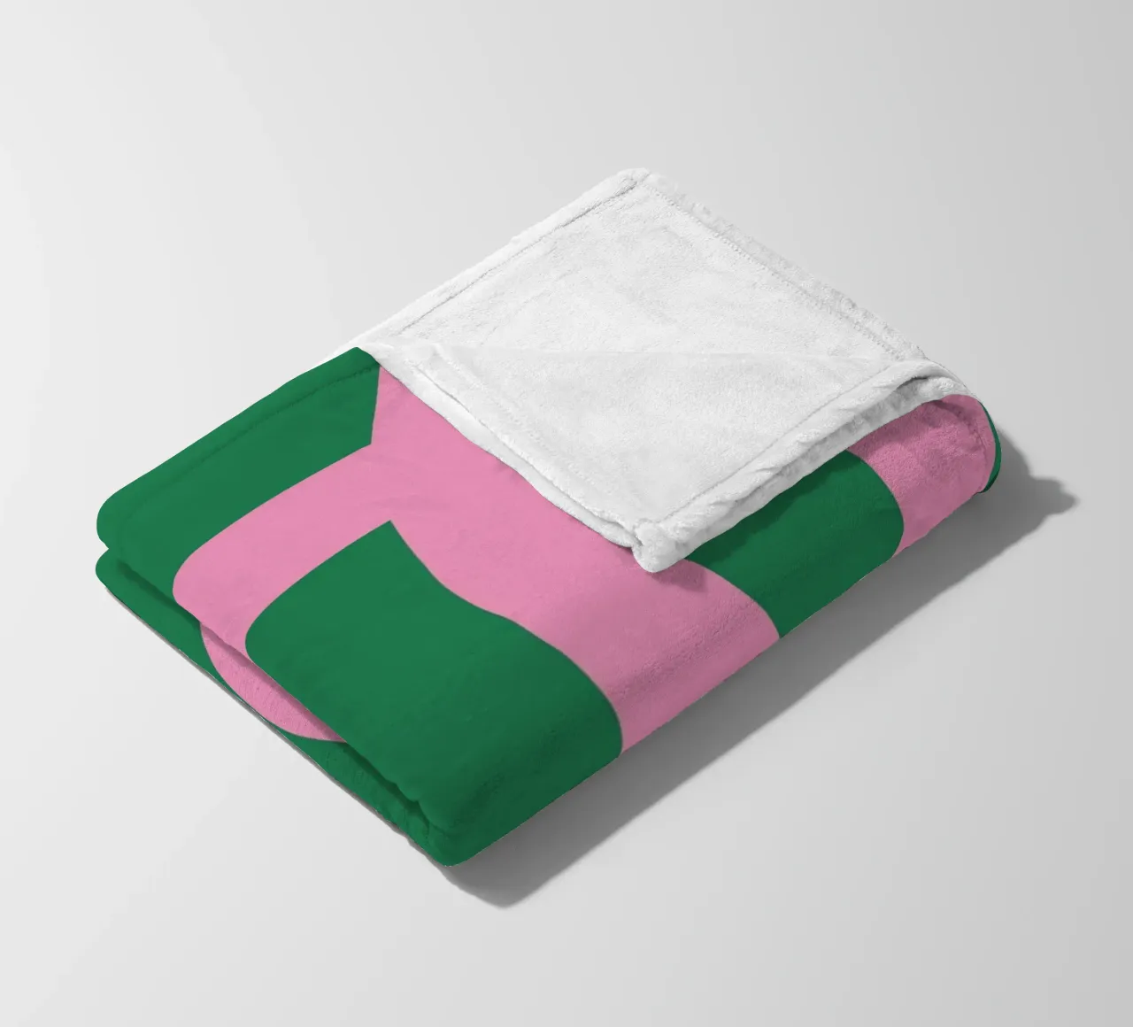 Abstract Minimalist Bold Pink Loop Lines on Deep Green fleece blanket by The Art Club