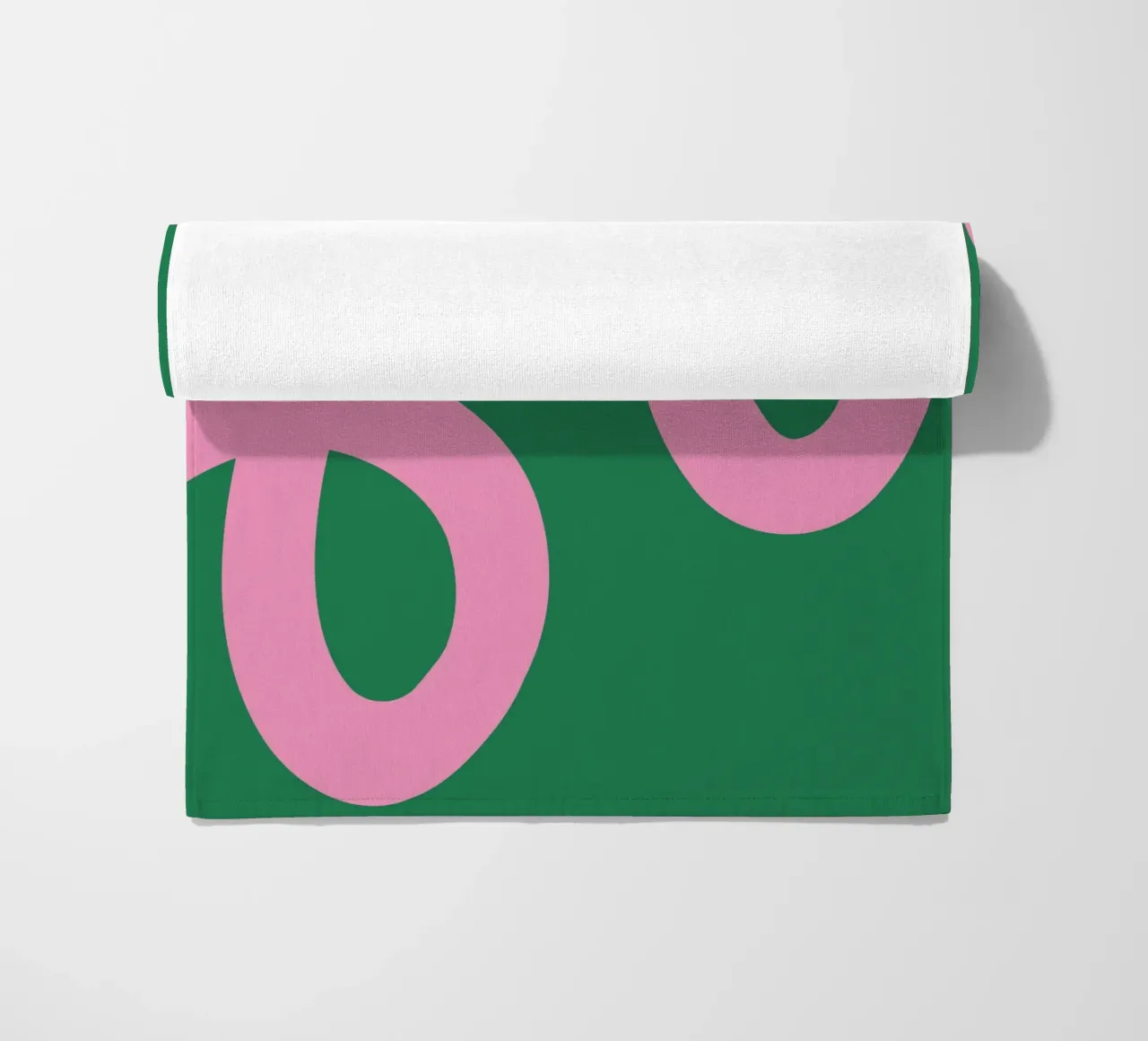 Abstract Minimalist Bold Pink Loop Lines on Deep Green beach towel by The Art Club