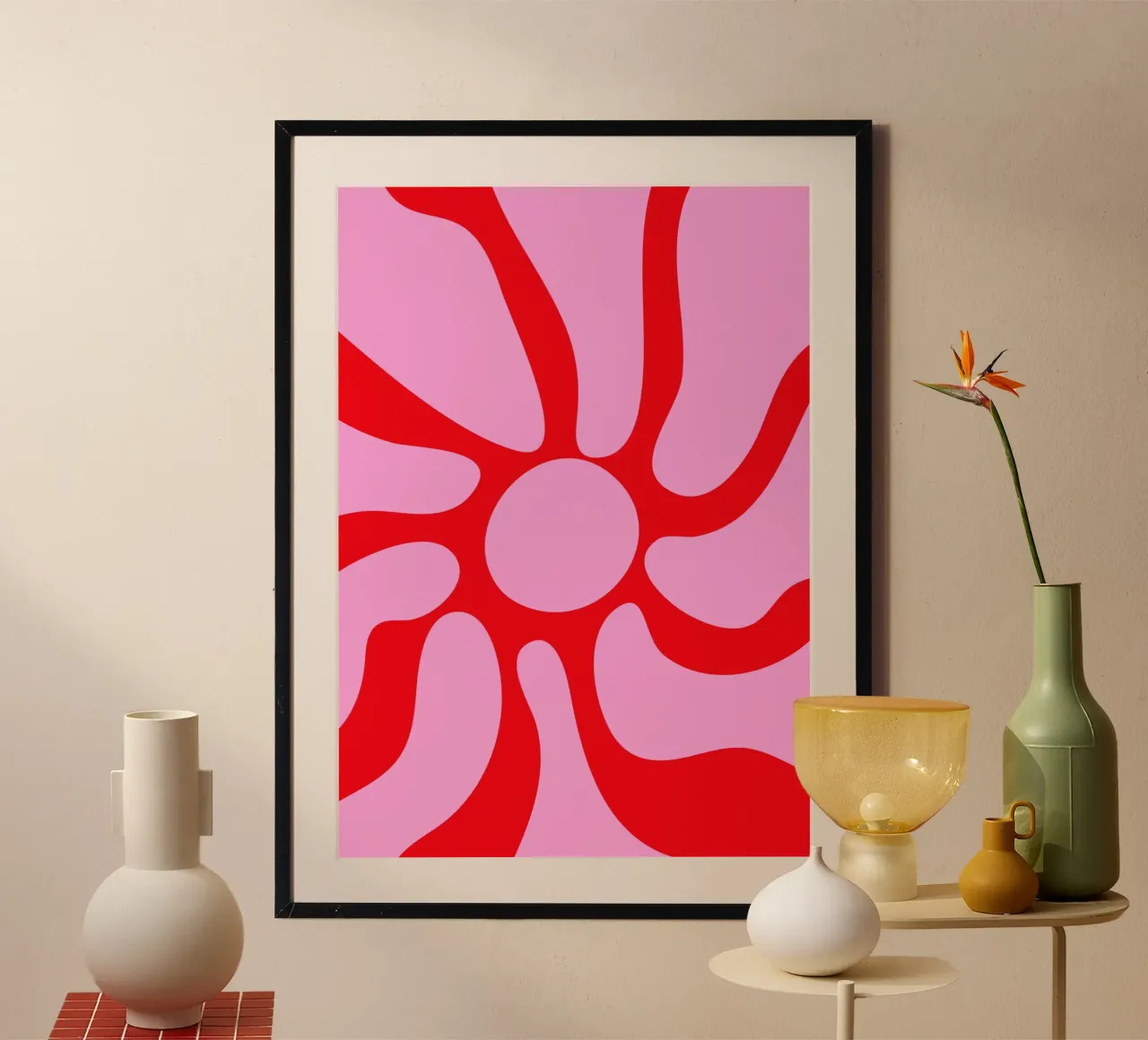Arte grafica botanica in grassetto per interni moderni poster con telaio in legno da The Art Club