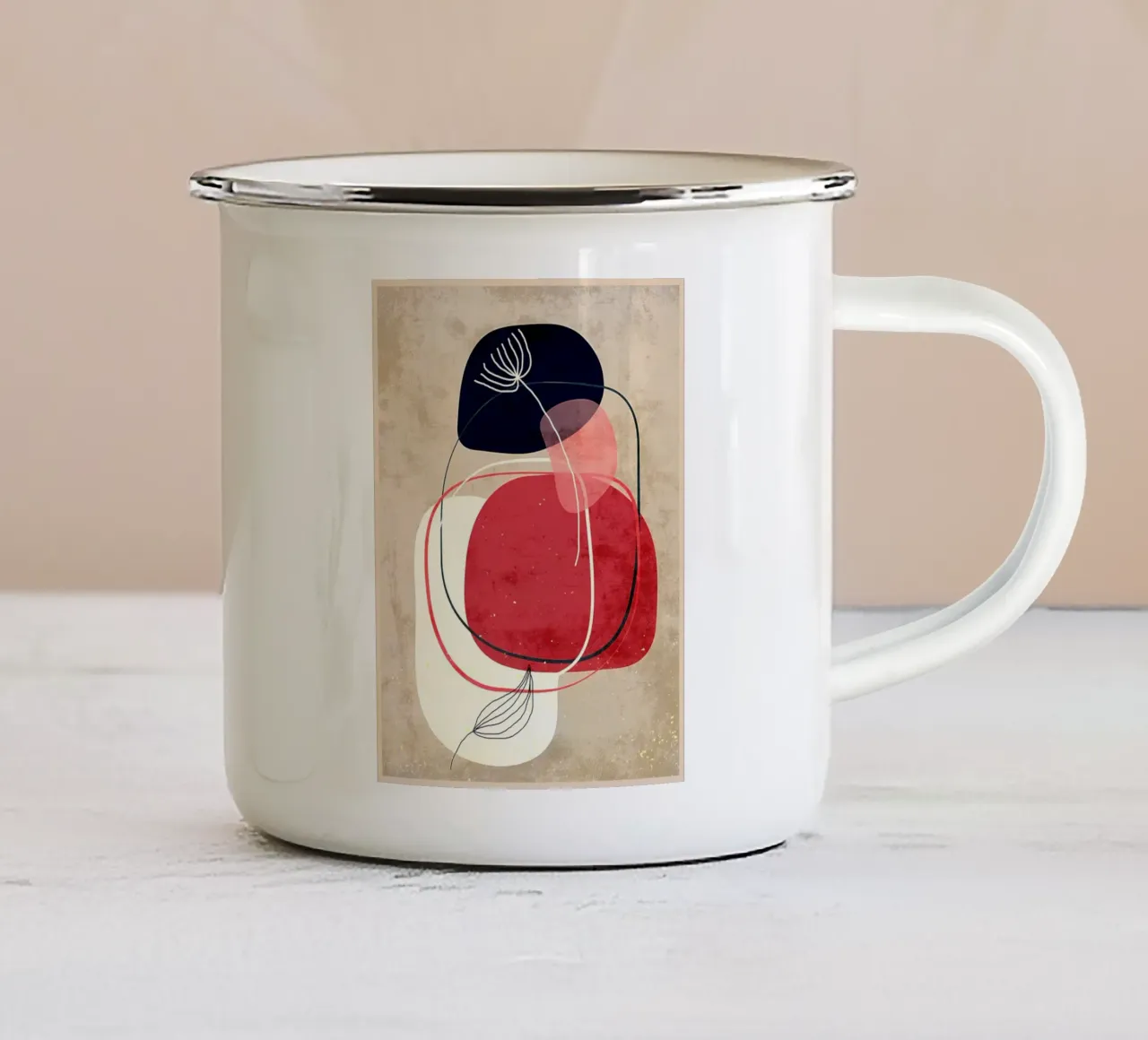 Linea moderna e minimalista tazza in smalto da Jammie Studio