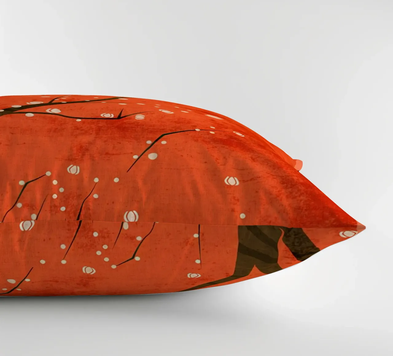 Tree orange background decorative cushion by Jammie Studio