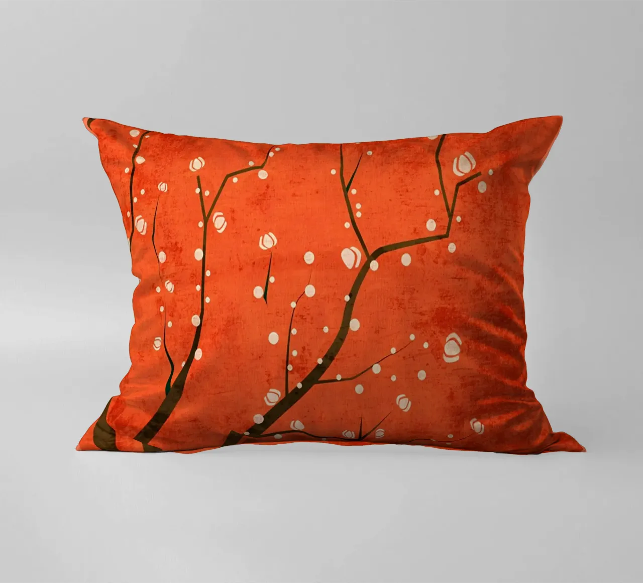 Tree orange background decorative cushion by Jammie Studio