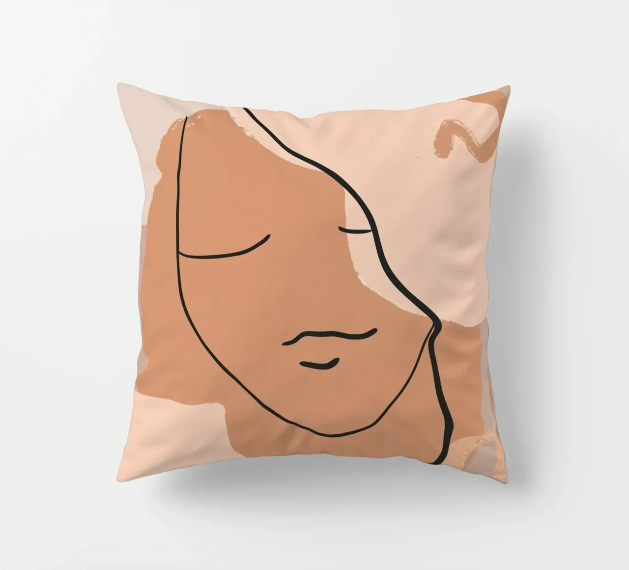 abstract face in lines decorative cushion by vintageshop