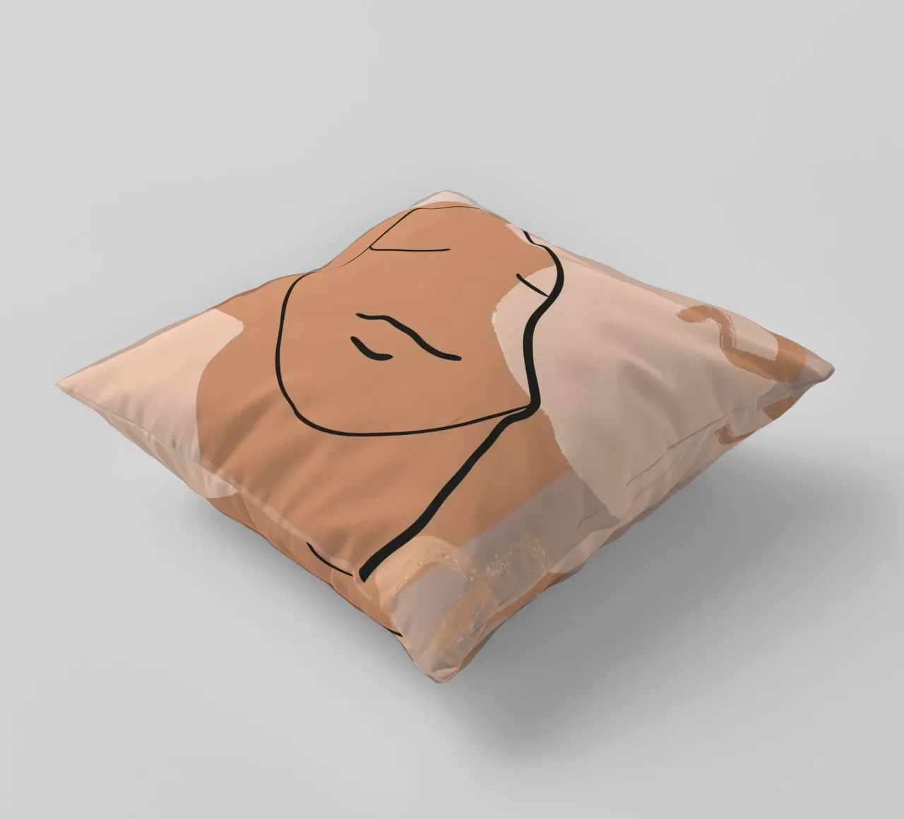 abstract face in lines decorative cushion by vintageshop