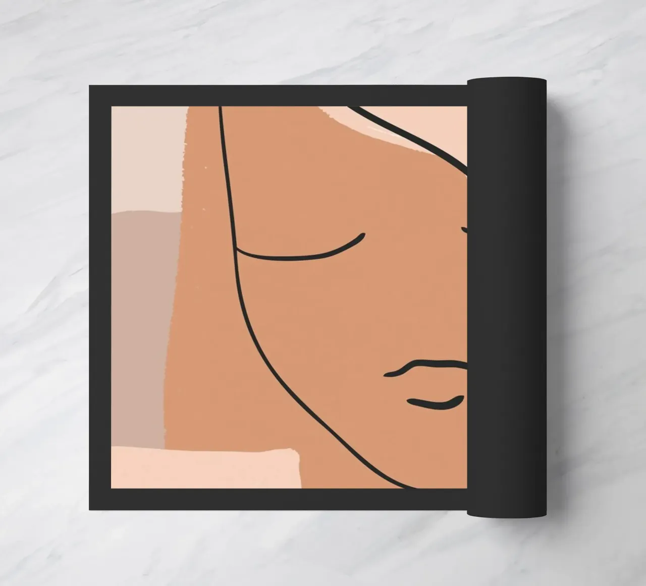 abstract face in lines doormat by vintageshop