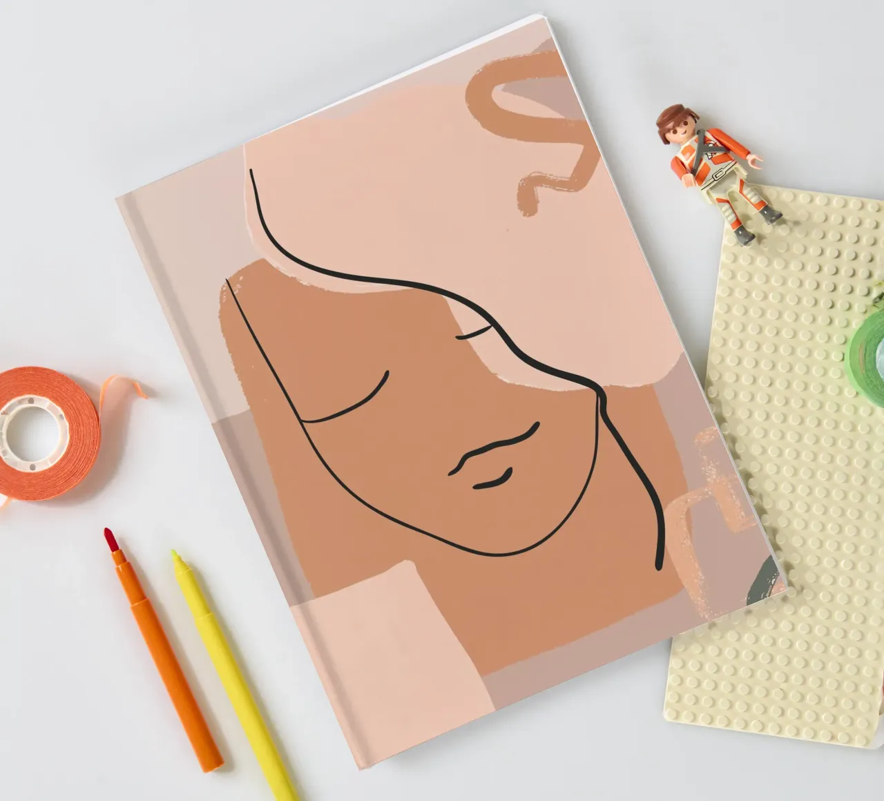 abstract face in lines notebook by vintageshop