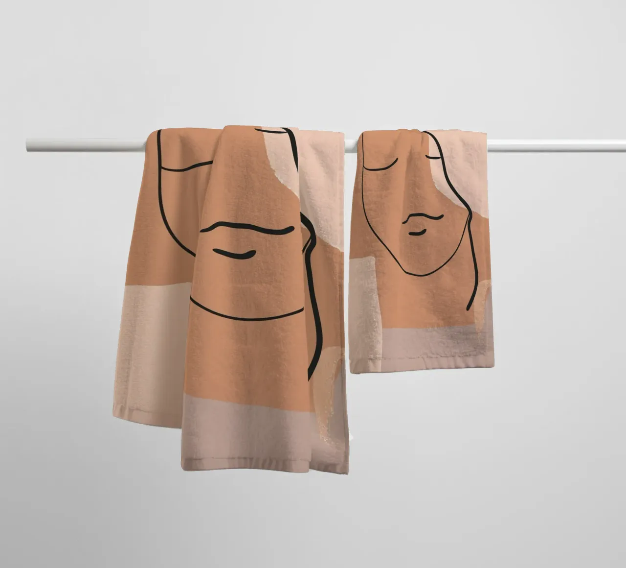 abstract face in lines asciugamano da bagno da vintageshop