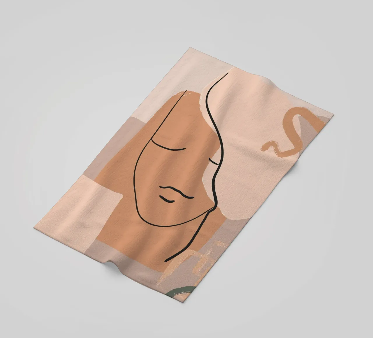 abstract face in lines telo mare da vintageshop