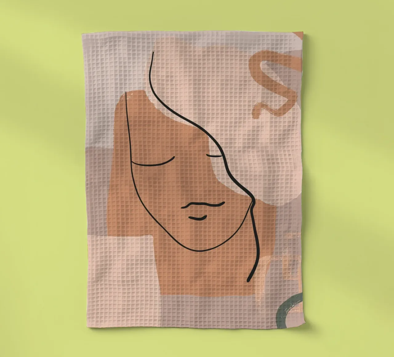 abstract face in lines tea towel by vintageshop