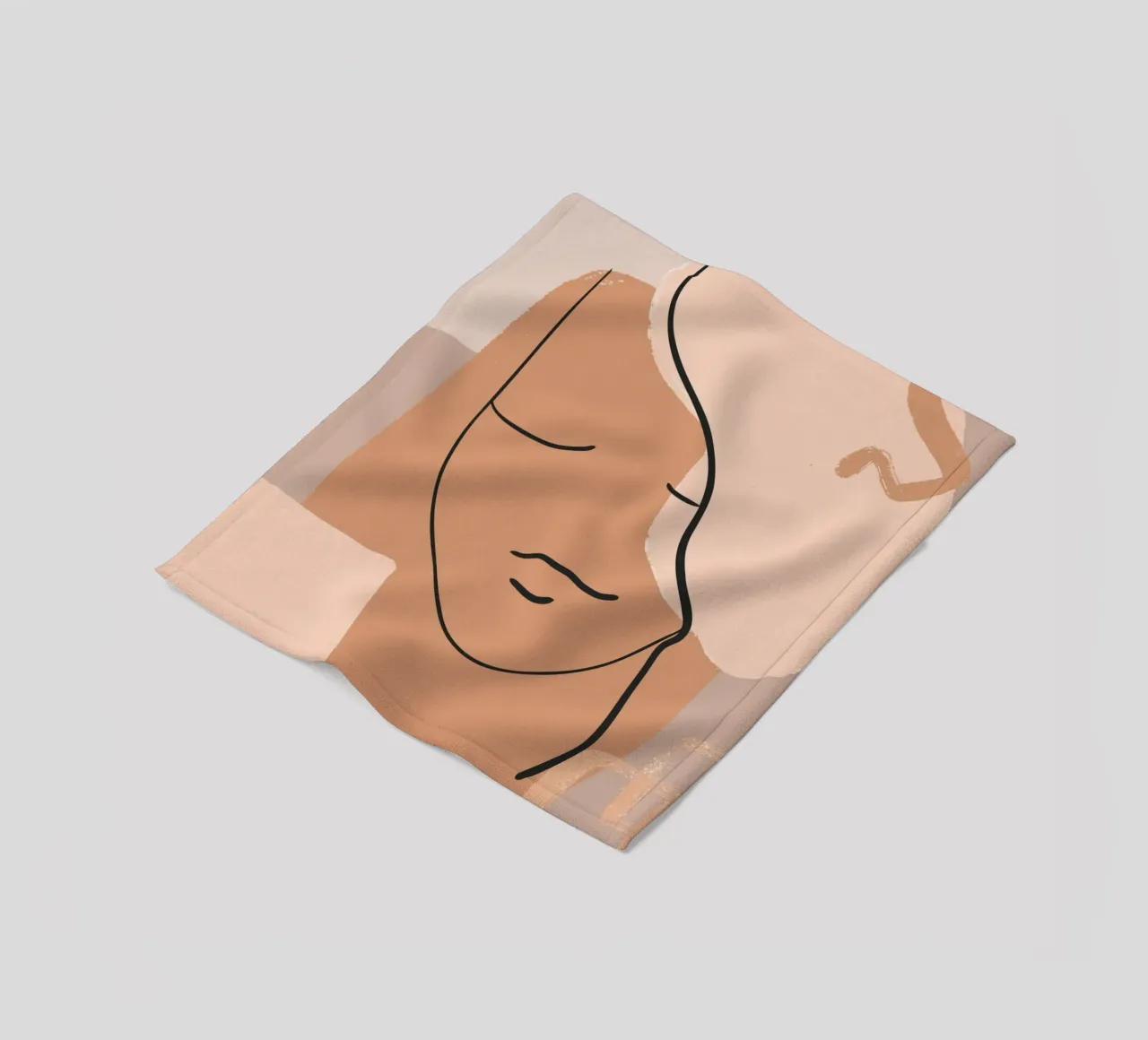 abstract face in lines fleece blanket by vintageshop