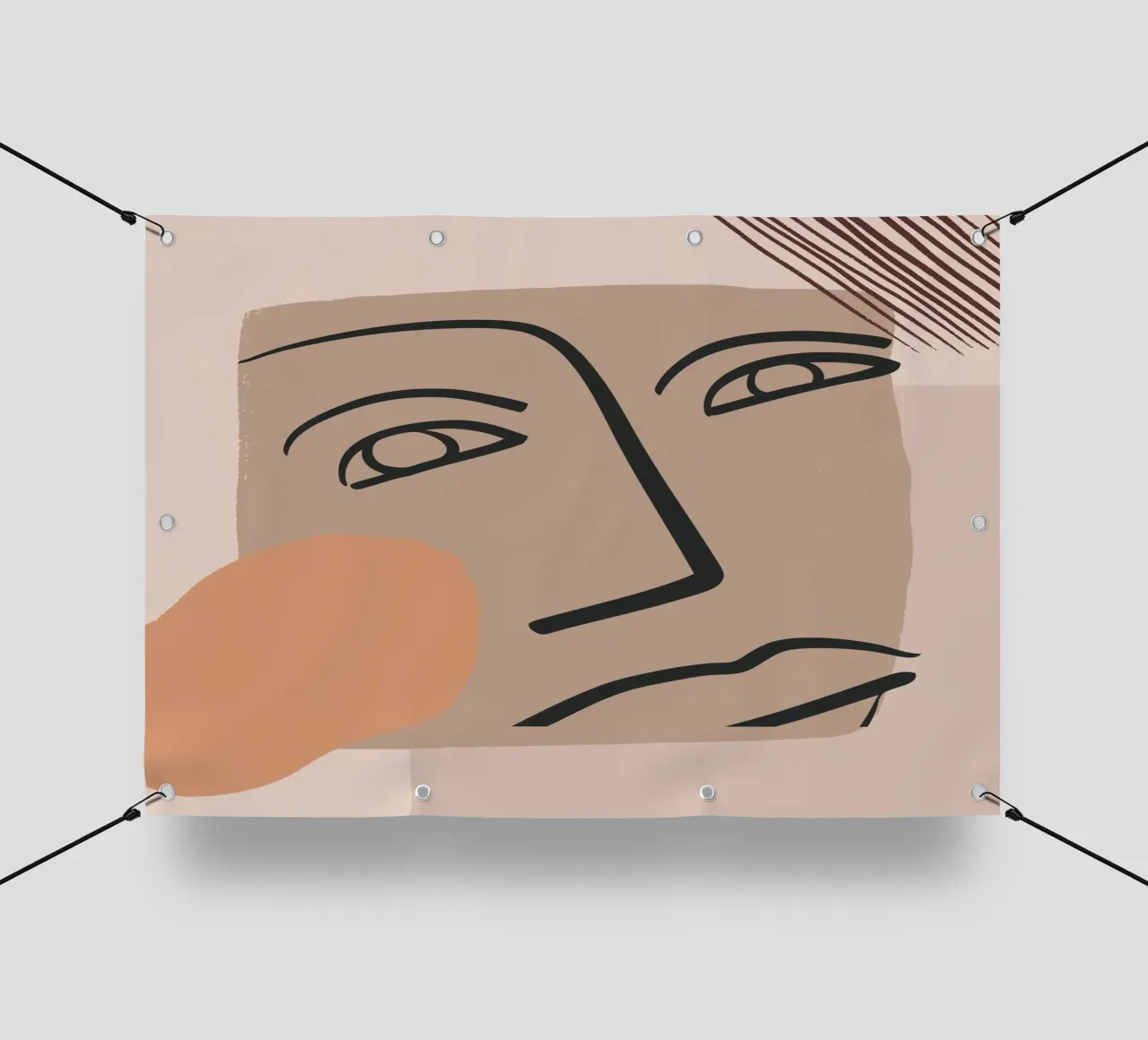 abstract face in lines x telo in pvc da vintageshop