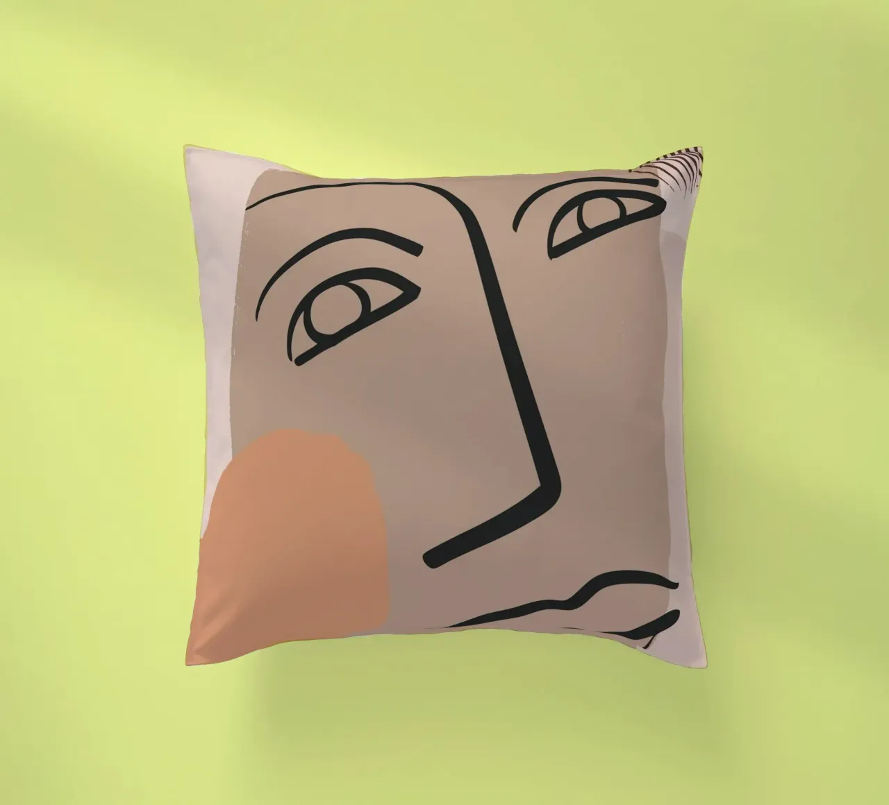 abstract face in lines x decorative cushion by vintageshop