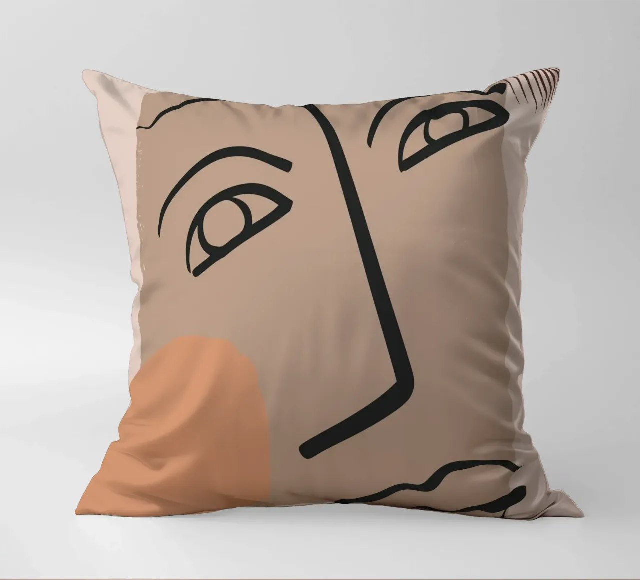 abstract face in lines x decorative cushion by vintageshop