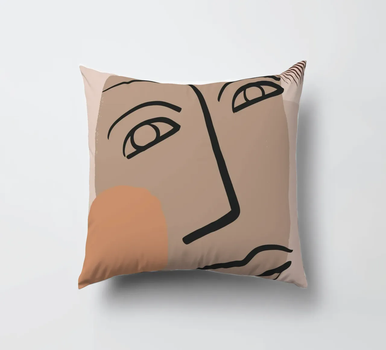 abstract face in lines x decorative cushion by vintageshop