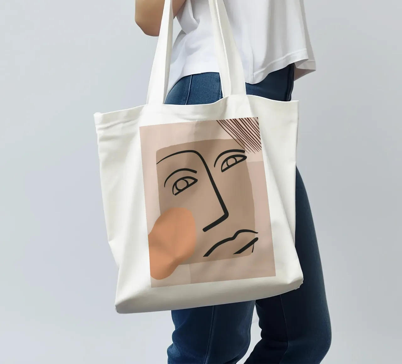 abstract face in lines x borsa in juta da vintageshop