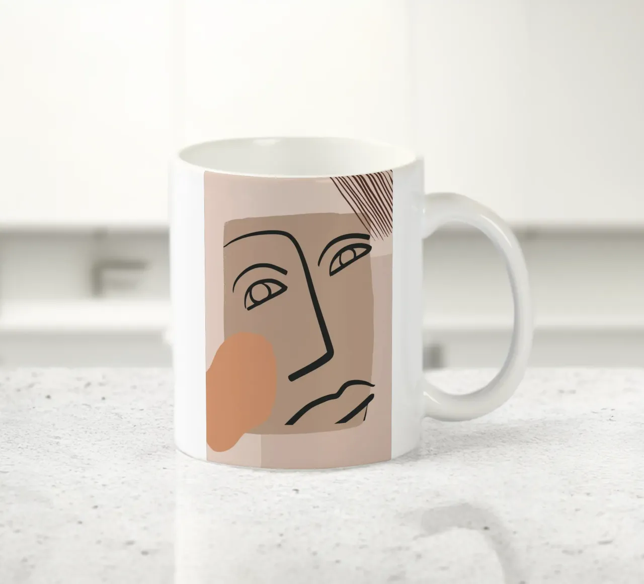 abstract face in lines x tazza in ceramica da vintageshop