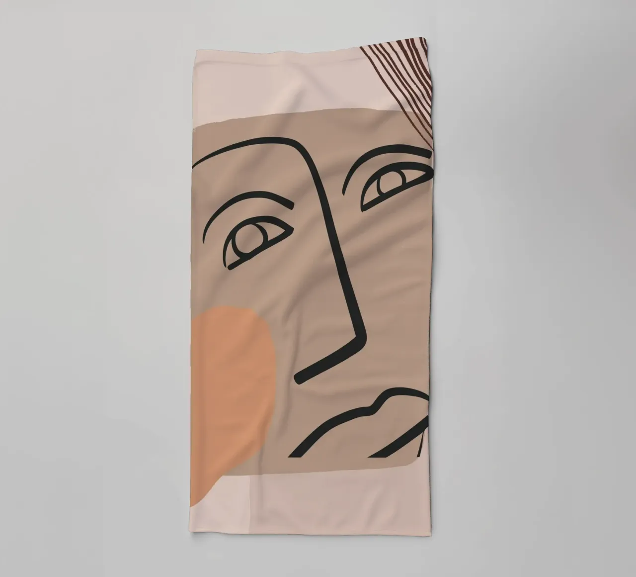 abstract face in lines x towel by vintageshop