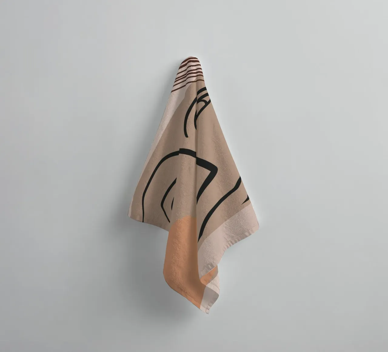abstract face in lines x towel by vintageshop
