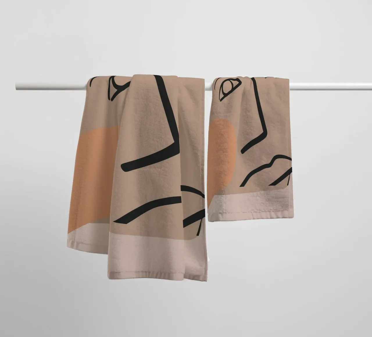 abstract face in lines x towel by vintageshop