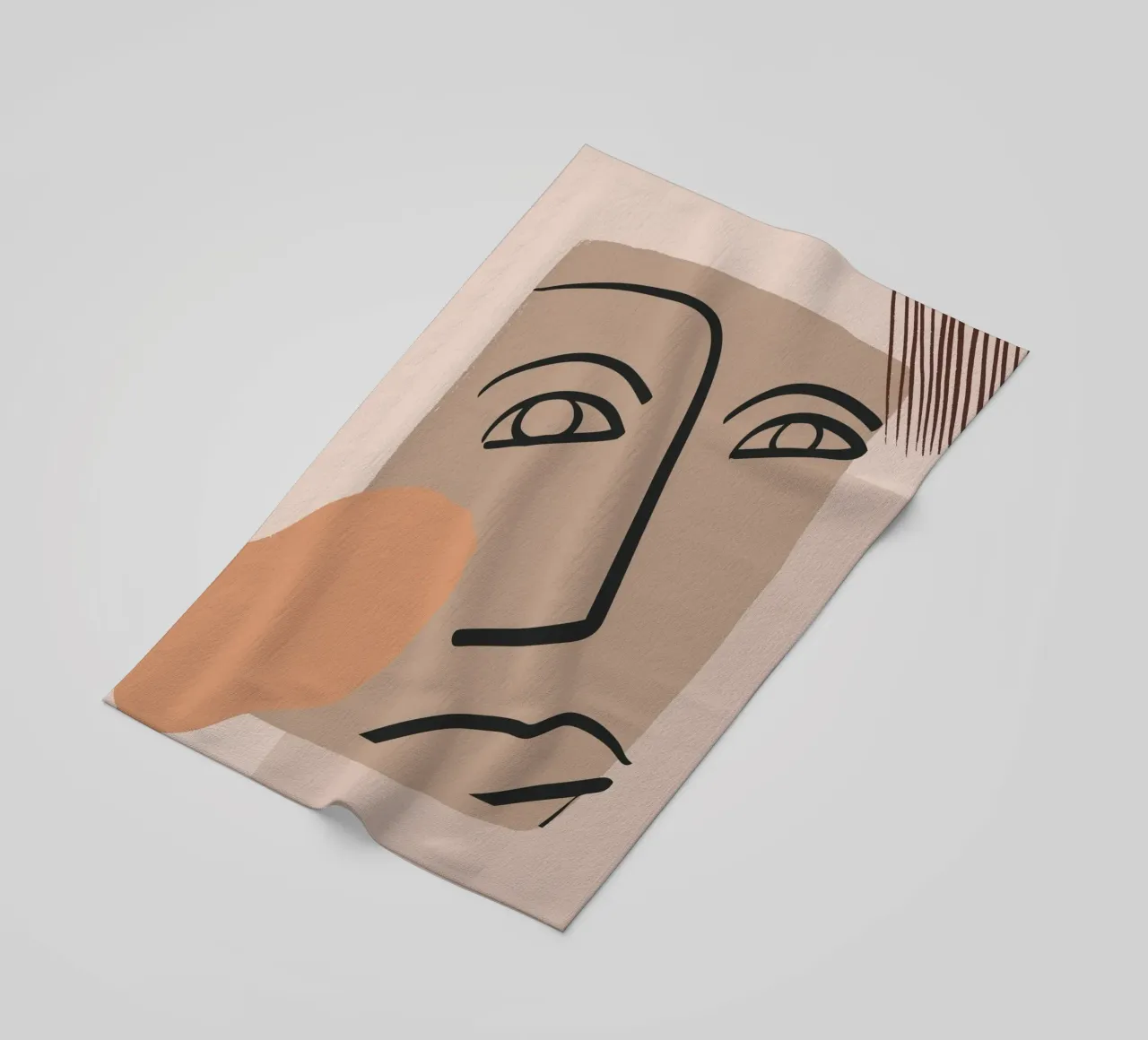 abstract face in lines x beach towel by vintageshop