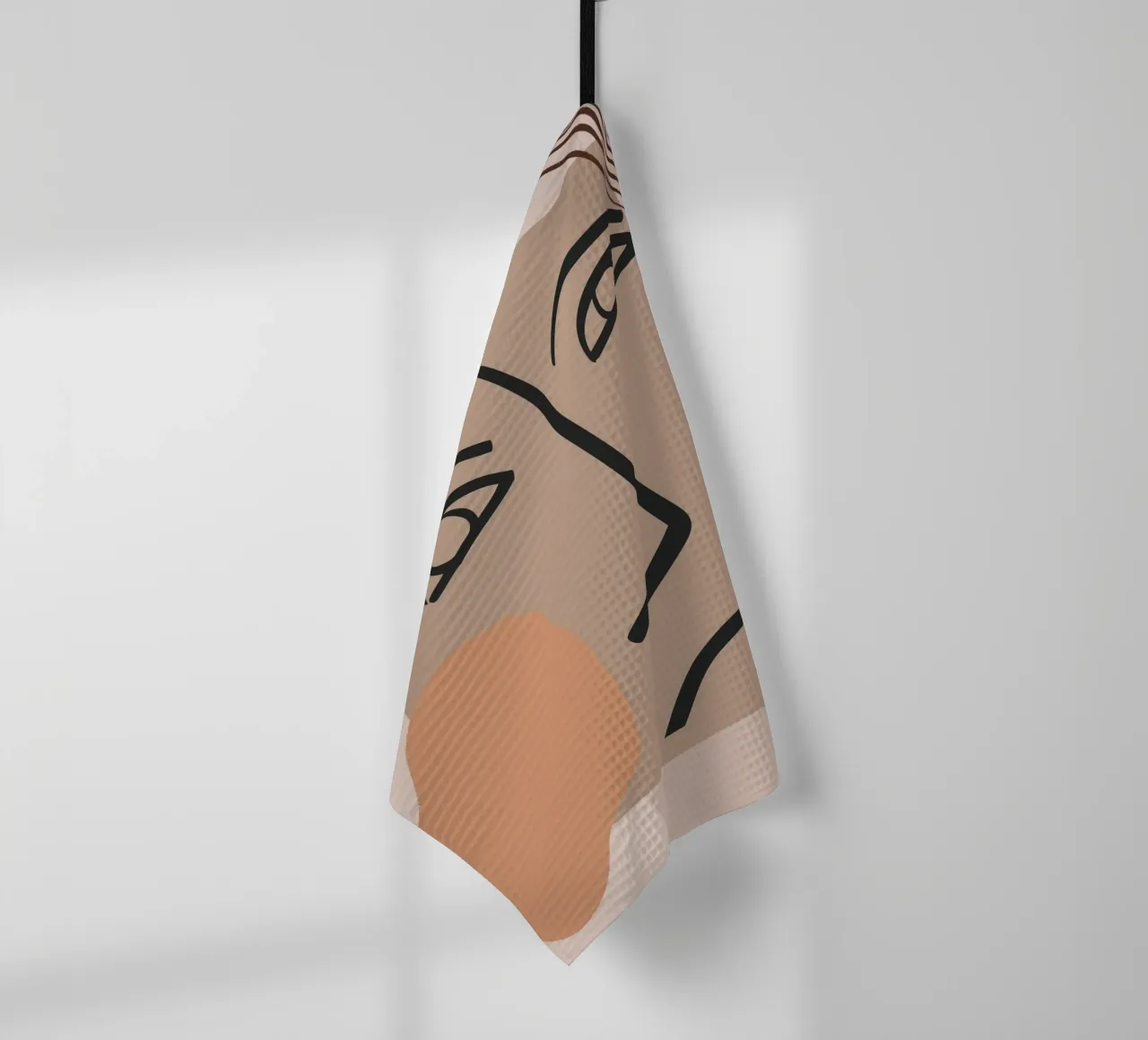 abstract face in lines x canovaccio da cucina da vintageshop