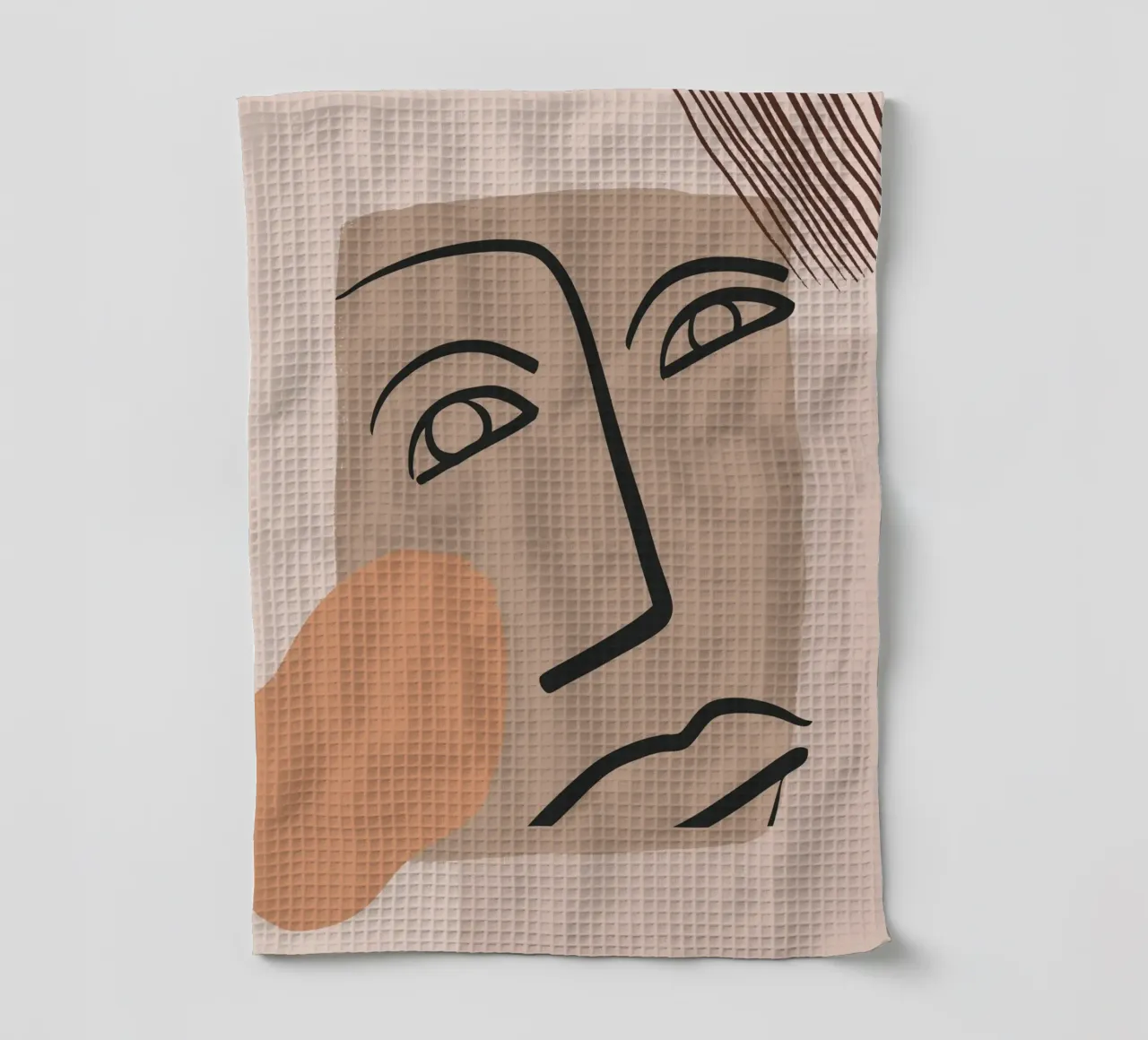 abstract face in lines x tea towel by vintageshop