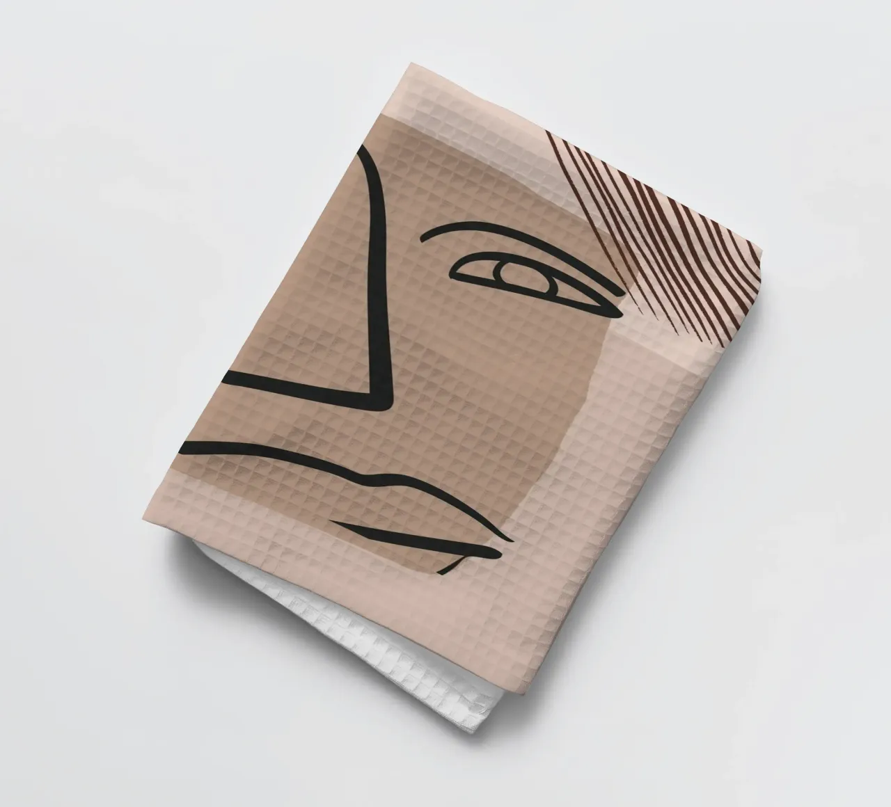 abstract face in lines x tea towel by vintageshop