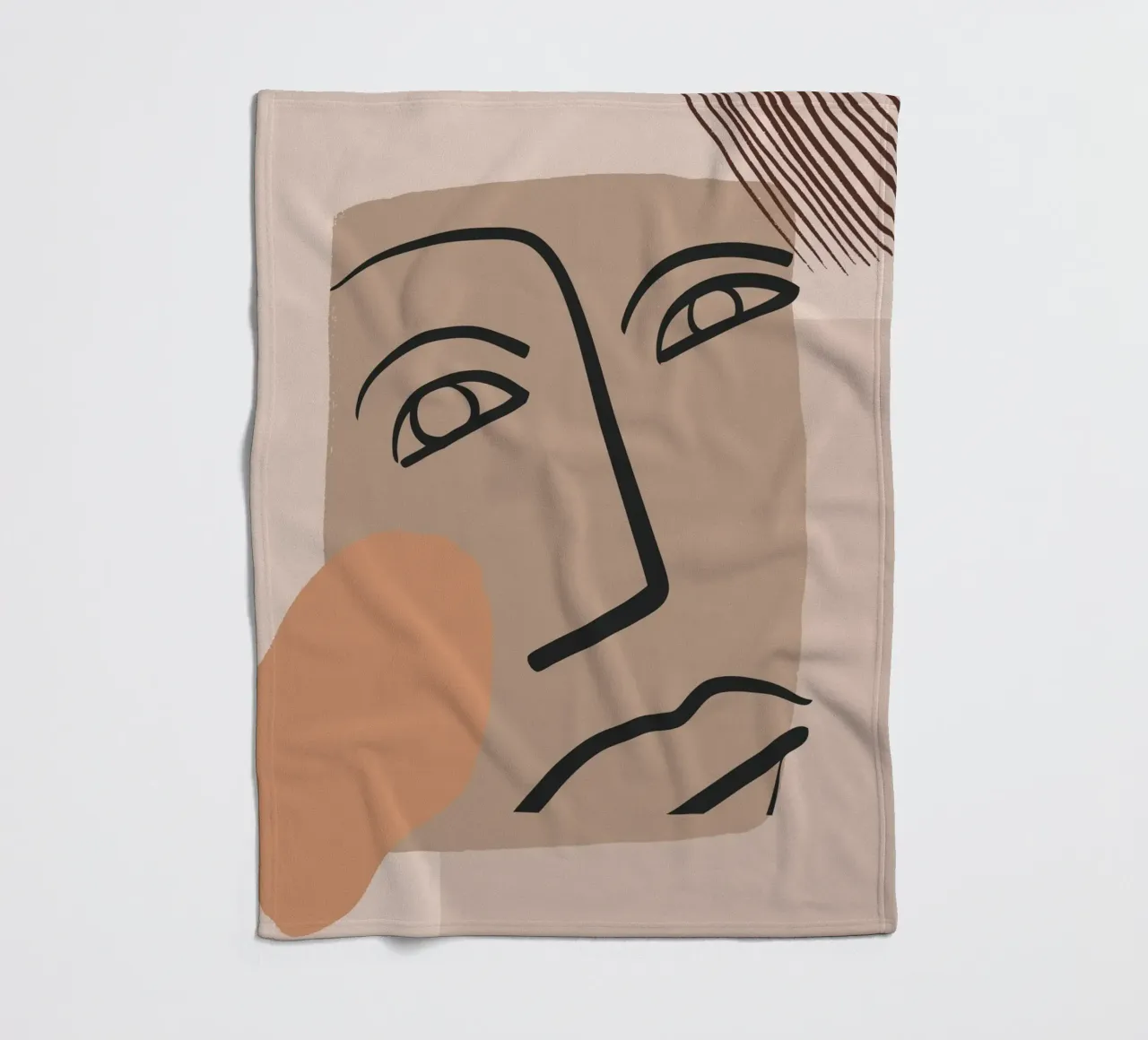 abstract face in lines x fleece blanket by vintageshop