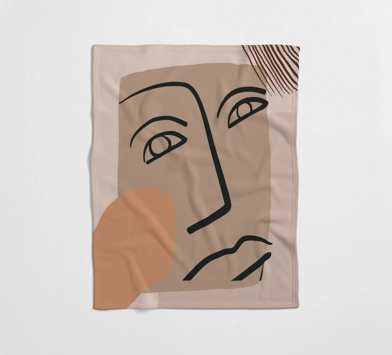 abstract face in lines x fleece blanket by vintageshop