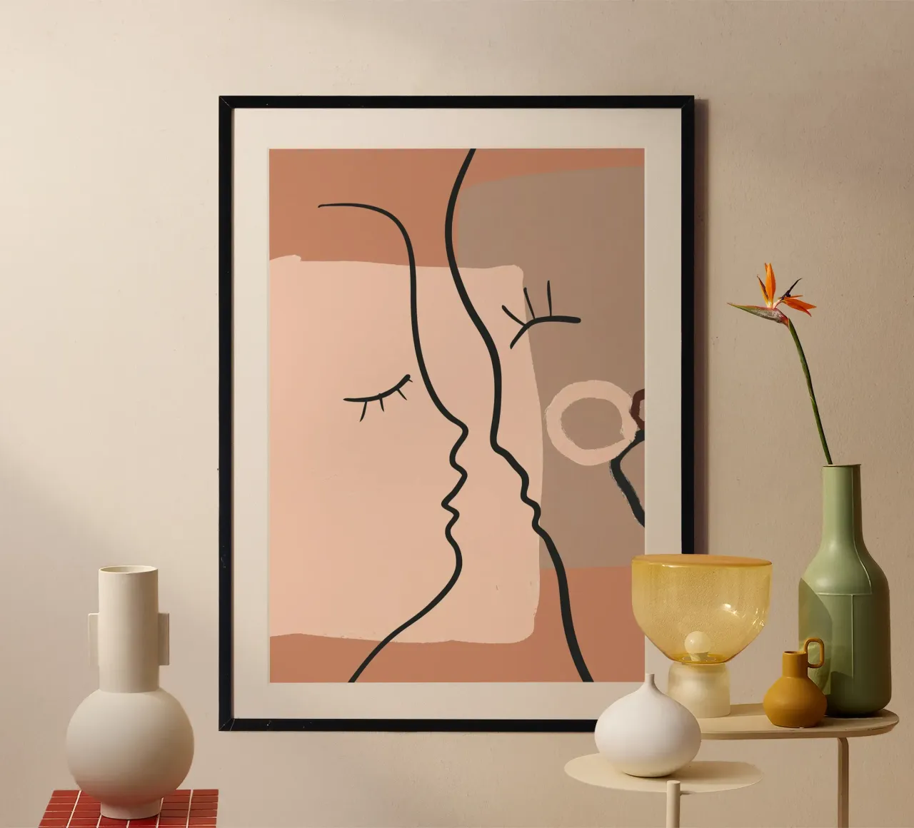 abstract 2 faces poster con telaio in legno da vintageshop