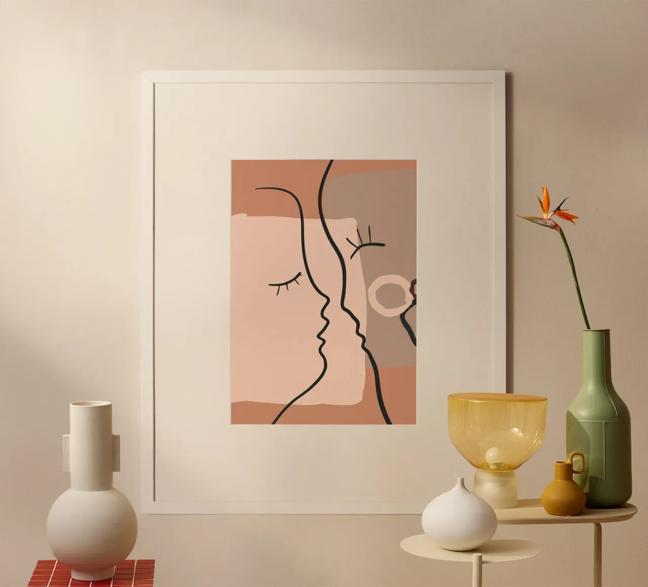 abstract 2 faces poster con telaio in legno da vintageshop