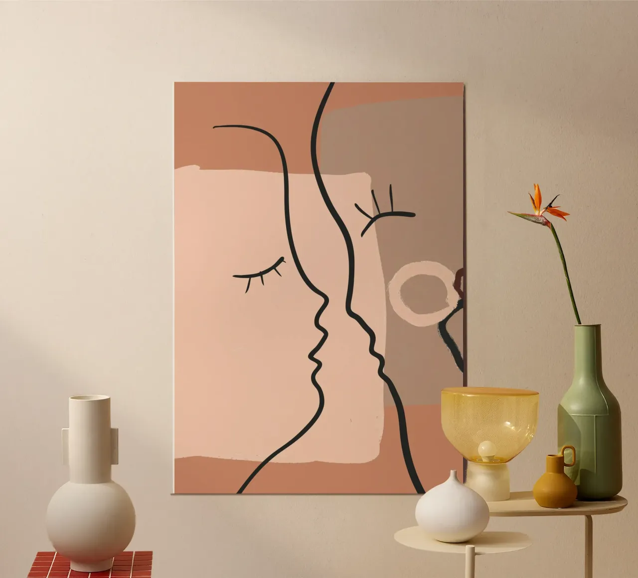 abstract 2 faces poster con telaio in legno da vintageshop