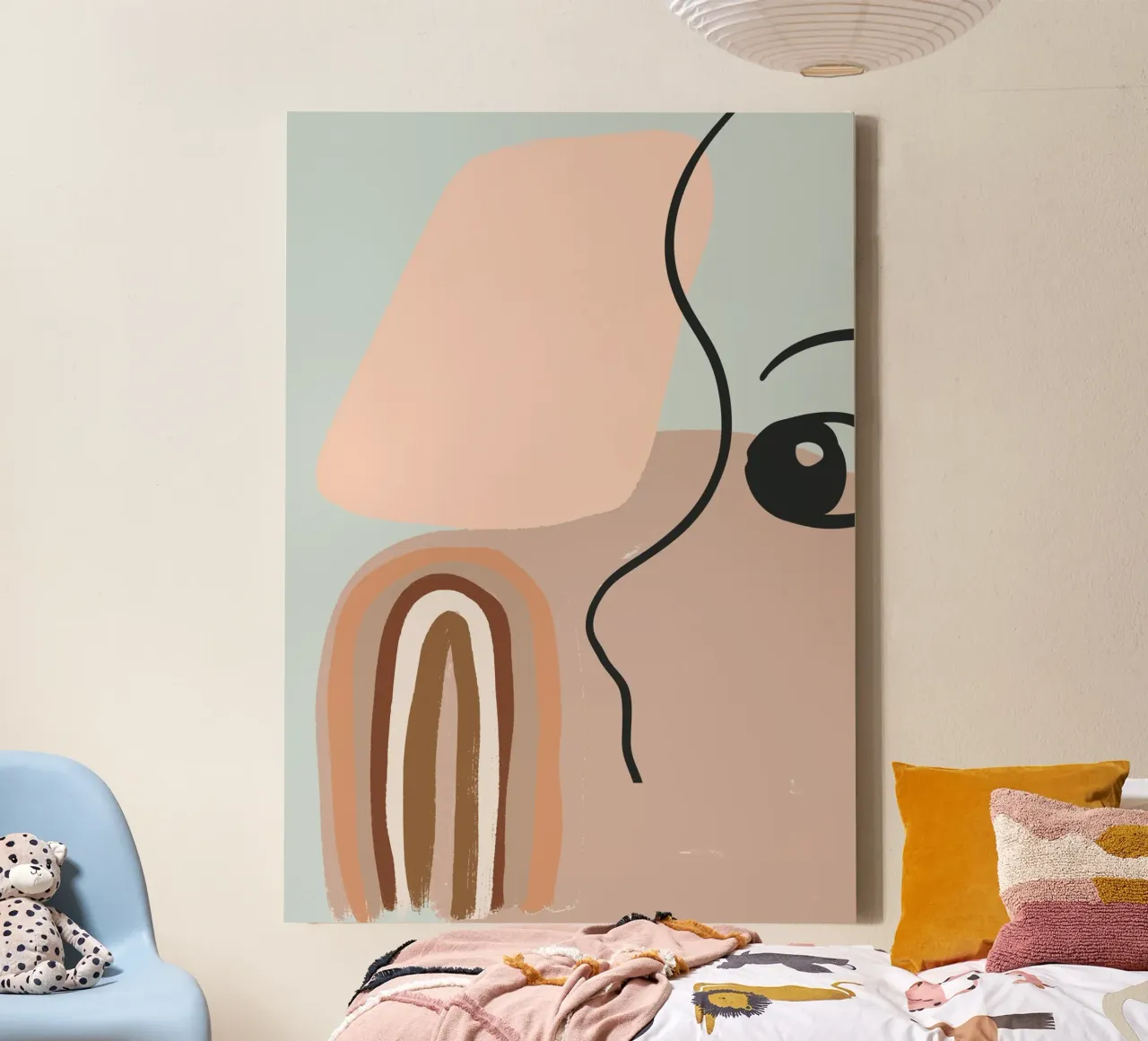 abstract eye pastel colors canvas met Baklijst van vintageshop