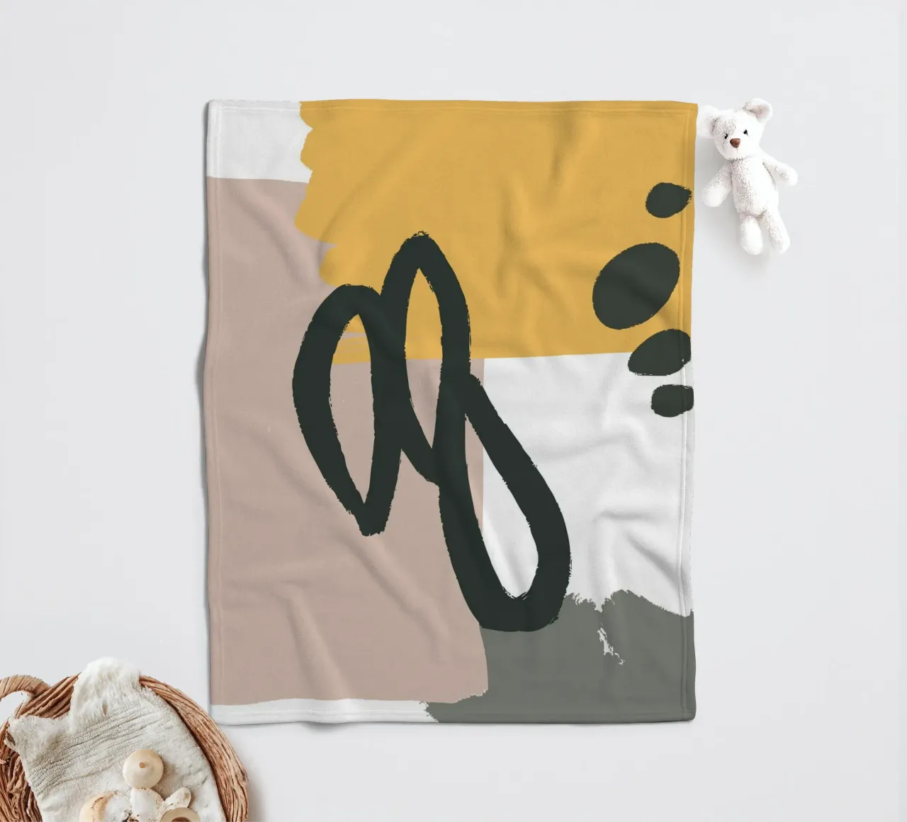 abstract lines brush coperta in pile da vintageshop